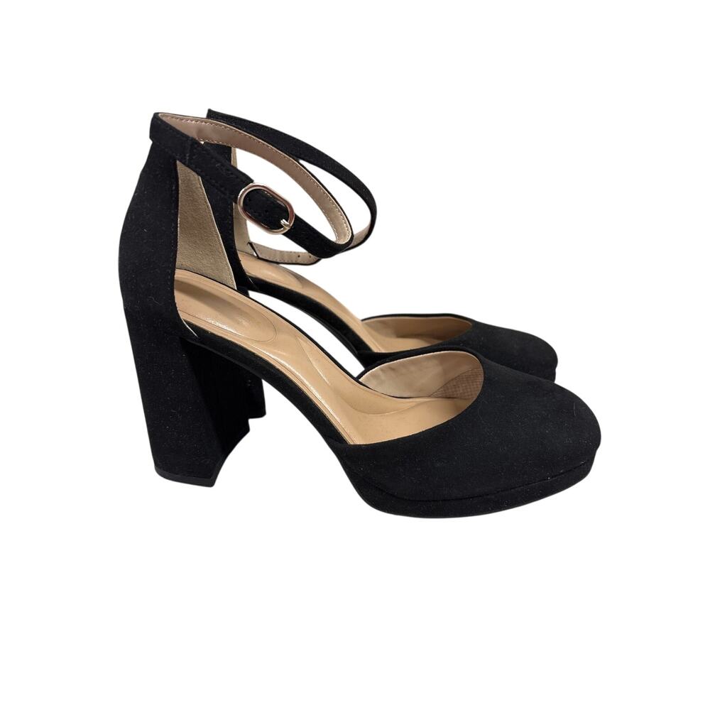 New Kelly & Katie Size 7 Black Block Heel Ankle Strap Classic Mary Jane Heels